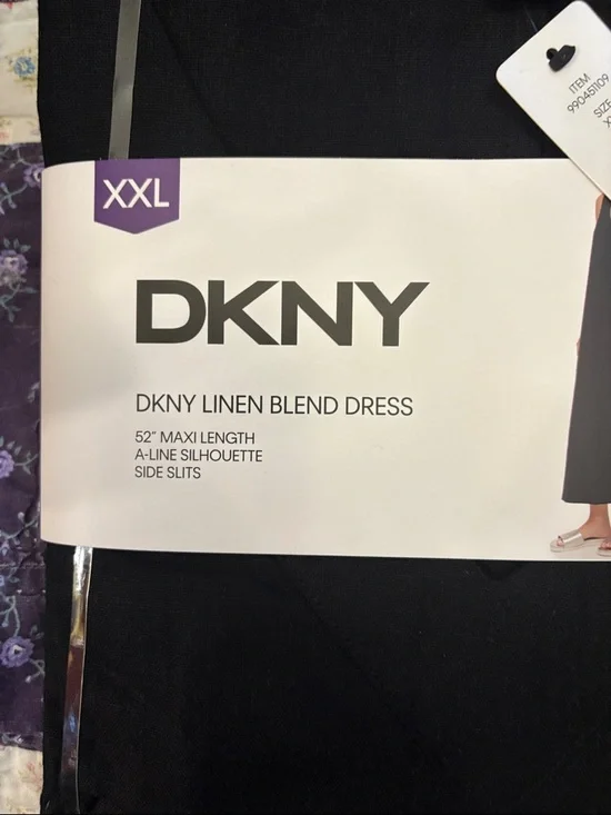DKNY Black Linen V-Neck Sleeveless Maxi Dress - Picture 2 of 4